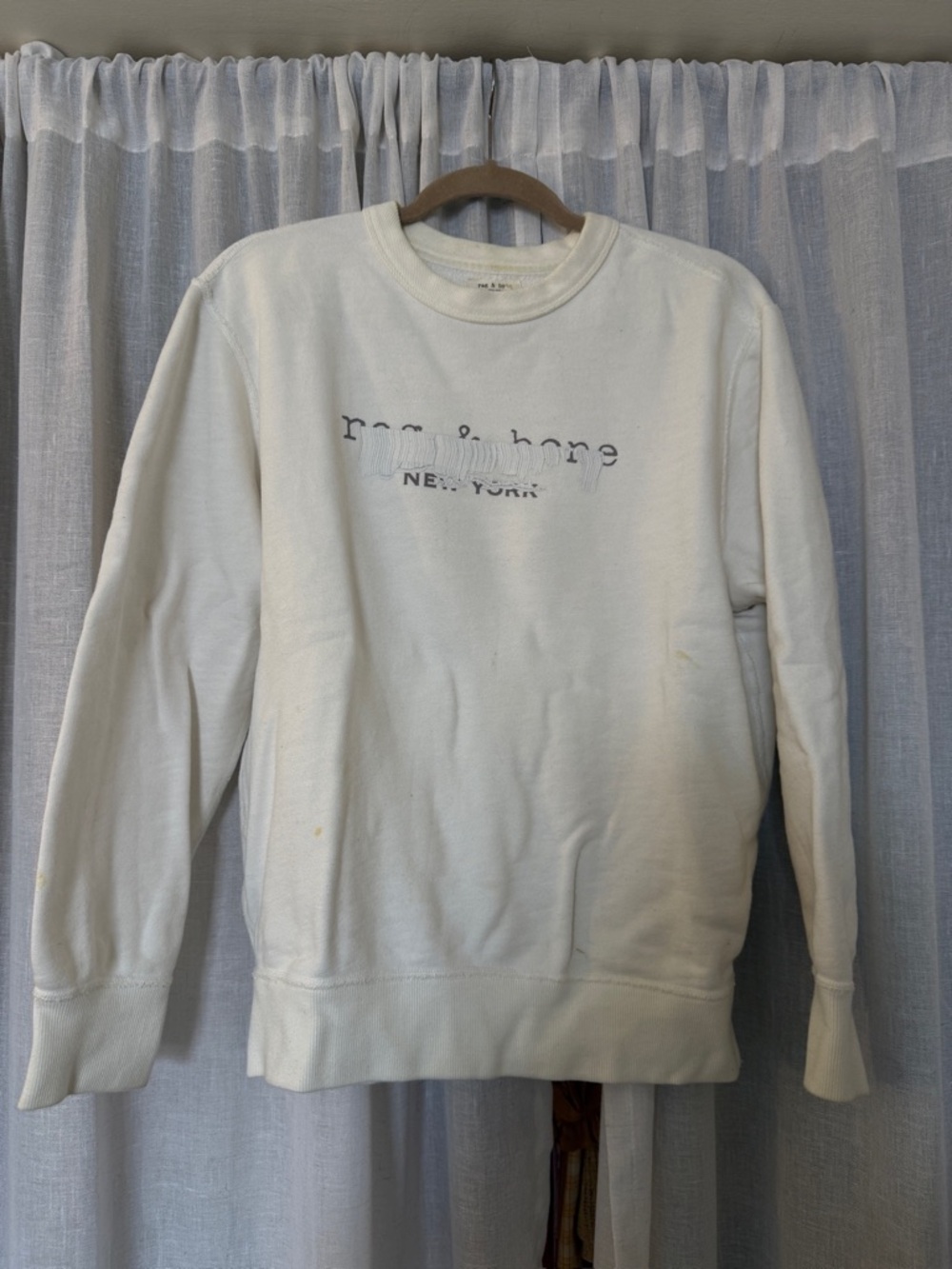 rag & bone Cream Crewneck Sweatshirt with Subtle Logo